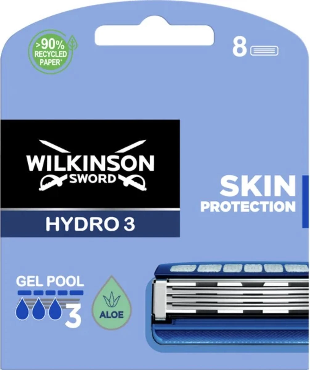 Wilkinson Sword Hydro 3 Scheermesjes Skin Protection 8 Stuks 3 Wilkinson Sword Hydro 3 Scheermesjes Skin Protection 8 Stuks