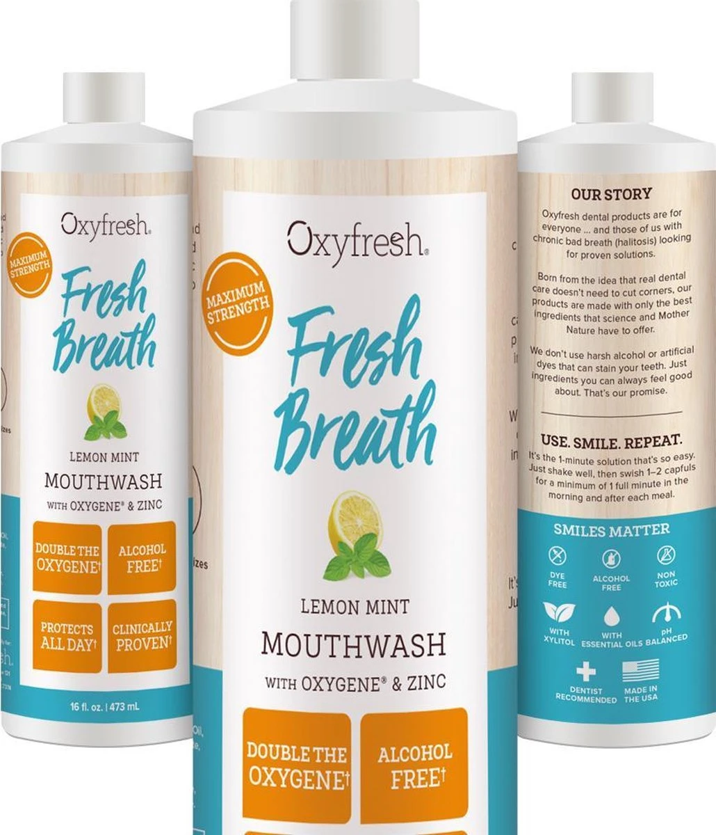 Oxyfresh Power Rinse Mondwater - Lemon-Mint - 473 Ml 4 Oxyfresh Power Rinse Mondwater - Lemon-Mint - 473 Ml - Afbeelding 2