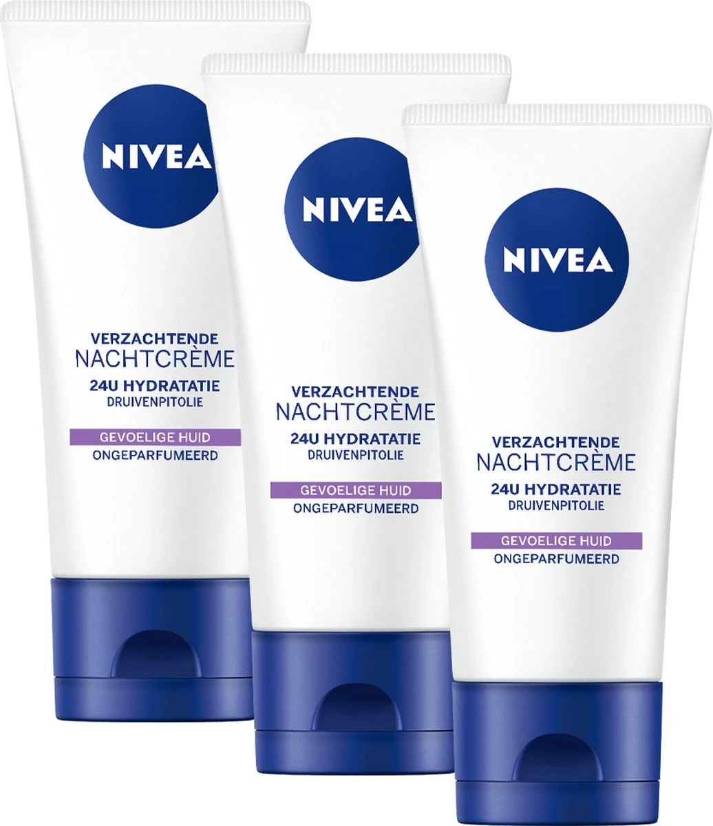 NIVEA Essentials Sensitive - 3 X 50 Ml - Nachtcrème 3 NIVEA Essentials Sensitive - 3 X 50 Ml - Nachtcrème