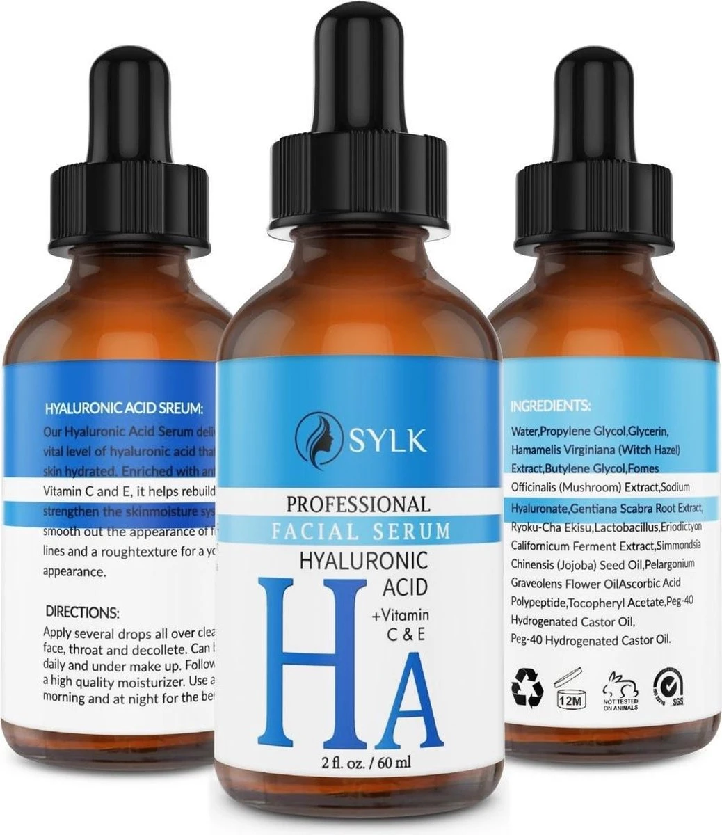 Sylk Hyaluronzuur Serum Met Vitamine C & E | Gezichtsmasker | Anti Aging | Anti Rimpel | Gezicht Serum | Gezichtsverzorging | 60 Ml 4 Sylk Hyaluronzuur Serum Met Vitamine C & E | Gezichtsmasker | Anti Aging | Anti Rimpel | Gezicht Serum | Gezichtsverzorging | 60 Ml - Afbeelding 2