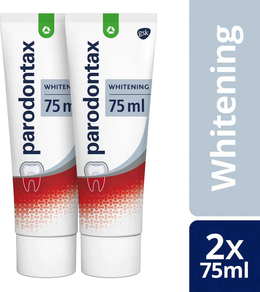 Parodontax Whitening Dagelijkse Tandpasta Tegen Bloedend Tandvlees 2x75 Ml 3 Parodontax Whitening Dagelijkse Tandpasta Tegen Bloedend Tandvlees 2x75 Ml