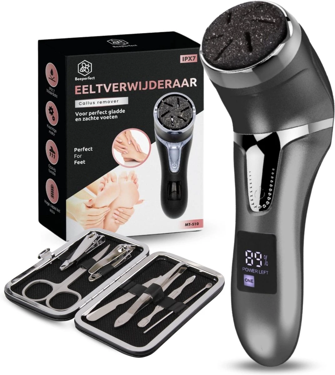 Beeperfect® Elektrische Eeltverwijderaar Met Stofzuigsysteem - Voetvijl - Eeltvijl - IPX7 Waterdicht - Gratis Pedicure Set - Zwart 3 Beeperfect® Elektrische Eeltverwijderaar Met Stofzuigsysteem - Voetvijl - Eeltvijl - IPX7 Waterdicht - Gratis Pedicure Set - Zwart