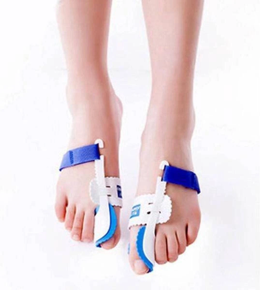 Hallux Valgus Statische Nachtspalk - Rechts + Links - Foot Pijnbestrijding - Teen Separator - Duim Corrector - Blauw / Wit 4 Hallux Valgus Statische Nachtspalk - Rechts + Links - Foot Pijnbestrijding - Teen Separator - Duim Corrector - Blauw / Wit - Afbeelding 2