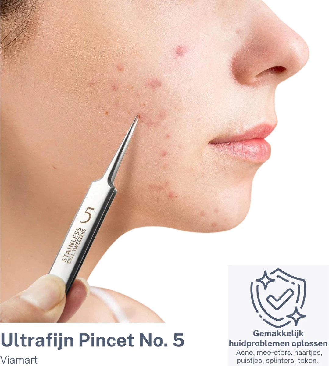 Viamart - Ultrafijn Pincet - Los Eenvoudig Huidproblemen Op: Acne, Mee-eters, Haartjes, Puistjes, Splinters En Teken 3 Viamart - Ultrafijn Pincet - Los Eenvoudig Huidproblemen Op: Acne, Mee-eters, Haartjes, Puistjes, Splinters En Teken