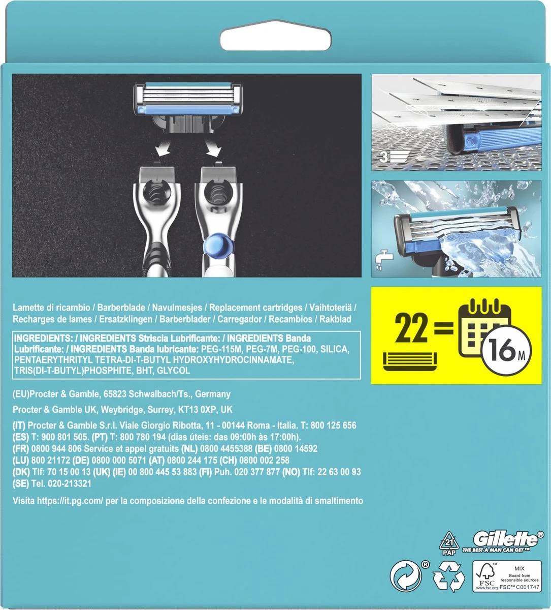 Gillette® Gillette Mach3 Navulmesjes - 22 Stuks 10 Gillette® Gillette Mach3 Navulmesjes - 22 Stuks - Afbeelding 8