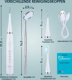 Merkloos Tandsteen Verwijderaar Elektrisch – Tandenborstel Opzetstukken - Tandarts Spiegel - 5 Standen -Wit -Gillette Winkel 1086x1200