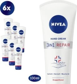 NIVEA 3-in-1 Repair Handcrème - 6 X 100ml - Droge Huid