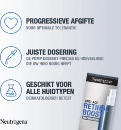 Neutrogena Retinol Boost Night Cream (50ml), Snel Intrekkende Anti-veroudering Gezichtsverzorgingscrème Met Retinol, Mirtebladextract & Hyaluronzuur, Gezichtscrème Voor Een Jonger En Gezond Uitziende Huid -Gillette Winkel 1120x1200 3