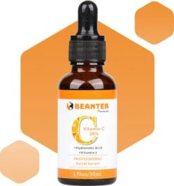 Beanter Vitamine C Serum - Vitamine E - Hyaluronzuur - 30ml -Gezichtsserum- Anti Rimpel - Anti Acne - Collageen - Verkleint Poriën - Tegen Pigmentvlekken - Herstelt UV Schade