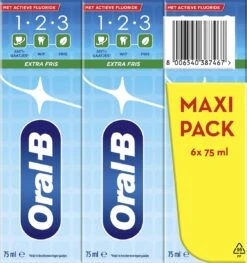 Oral B Oral-B 1.2.3 Mint Frisse - Tandpasta - 6 X75 Ml -Gillette Winkel 1125x1200