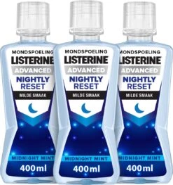 LISTERINE Nightly Reset Milde Smaak, Mondspoeling Met RAPID-FUSHION -technologie Voor Gebruik Tijdens De Nacht, Hermineraliseert Het Tandglazuur, 3 X 400 Ml -Gillette Winkel 1127x1200