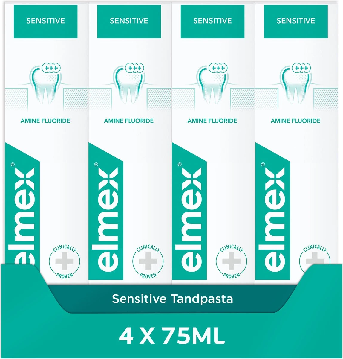 Elmex Sensitive Tandpasta 4 X 75ml - Voor Gevoelige Tanden - Voordeelverpakking 3 Elmex Sensitive Tandpasta 4 X 75ml - Voor Gevoelige Tanden - Voordeelverpakking