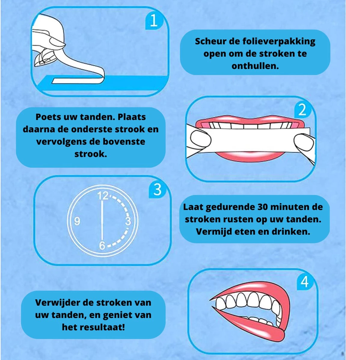 Teeth Whitening Strips - Tanden Bleken - Tandenbleekset - Tandenbleek Strips - 100% Natuurlijk/Vegan - 28x Tandenbleek Strips - (0%) Peroxide - Activated Houtskool & Kokosolie - Beauty - Frisse Adem 4 Teeth Whitening Strips - Tanden Bleken - Tandenbleekset - Tandenbleek Strips - 100% Natuurlijk/Vegan - 28x Tandenbleek Strips - (0%) Peroxide - Activated Houtskool & Kokosolie - Beauty - Frisse Adem - Afbeelding 2