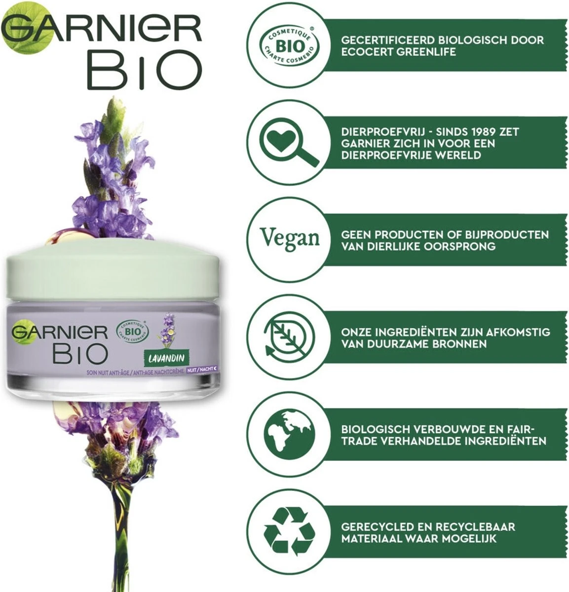 Garnier Skinactive Face Anti-Age Lavendel Nachtcrème - 50 Ml - Alle Huidtypes 6 Garnier Skinactive Face Anti-Age Lavendel Nachtcrème - 50 Ml - Alle Huidtypes - Afbeelding 4