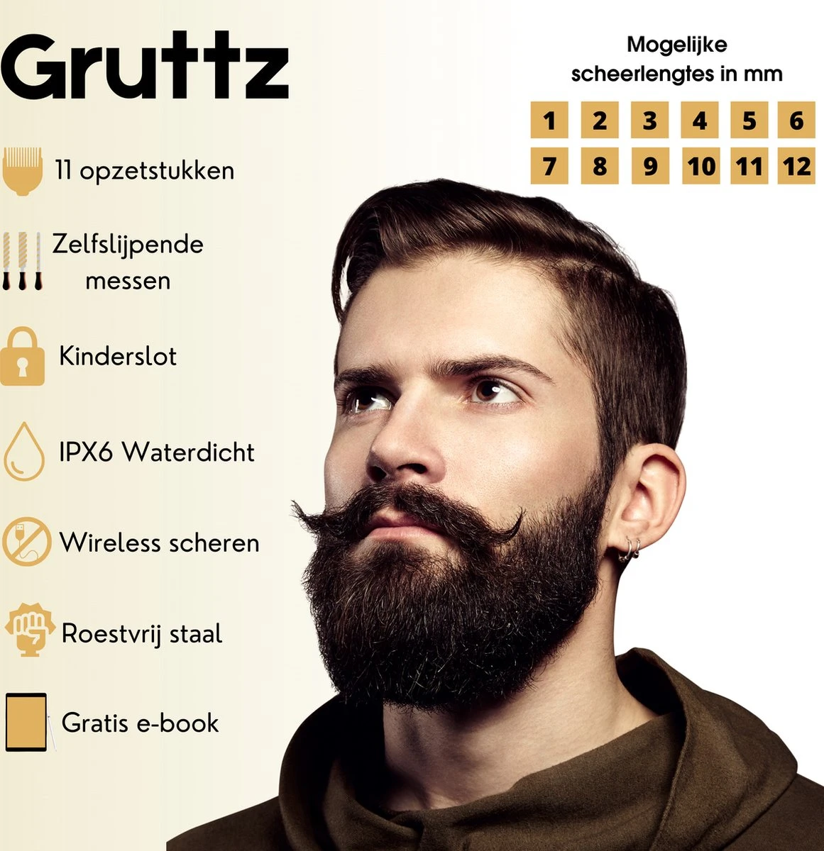 Gruttz - 11 In 1 Baardtrimmer Voor Mannen - Inclusief Reistas - Trimmer Baard Neus Oor En Lichaam - Bodygroomer Mannen 10 Gruttz - 11 In 1 Baardtrimmer Voor Mannen - Inclusief Reistas - Trimmer Baard Neus Oor En Lichaam - Bodygroomer Mannen - Afbeelding 8