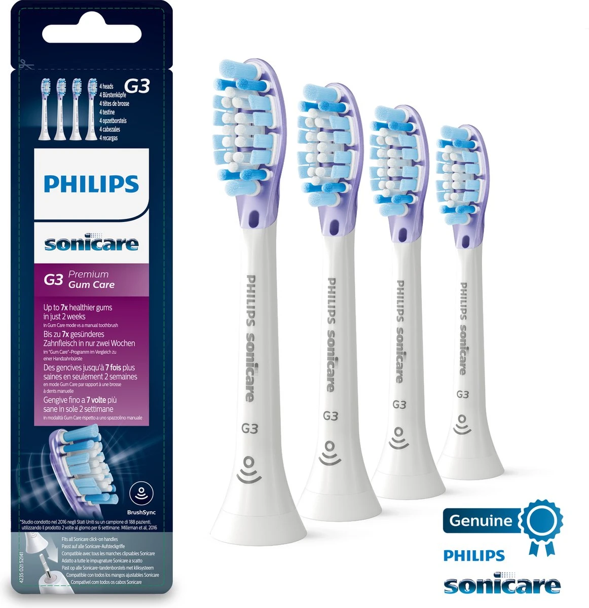 Philips Sonicare AdaptiveClean Gum HX9054/17 - Opzetborstel - 4 Stuks 10 Philips Sonicare AdaptiveClean Gum HX9054/17 - Opzetborstel - 4 Stuks - Afbeelding 8