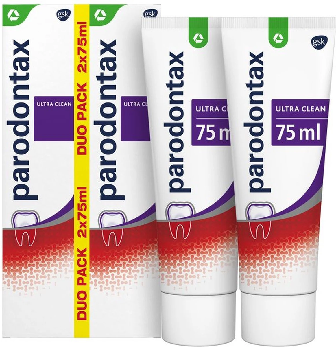 Parodontax Ultra Clean Dagelijkse Tandpasta Tegen Bloedend Tandvlees 2x75 Ml 4 Parodontax Ultra Clean Dagelijkse Tandpasta Tegen Bloedend Tandvlees 2x75 Ml - Afbeelding 2