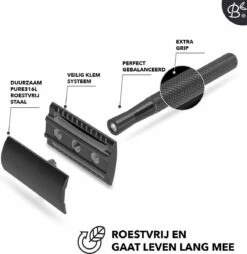 Bamboozy Safety Razor RVS + 20 Scheermesjes Mat Zwart Unisex Mannen Vrouwen Double Edge Single Blade Zero Waste Duurzaam Scheren -Gillette Winkel 1166x1200 13