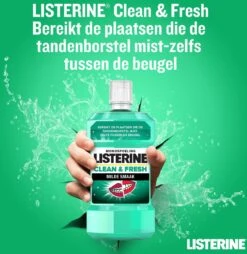 LISTERINE Clean & Fresh, Mondwater Met Essentiële Oliën En Fluoride, Zonder Alcohol, Bereikt De Plaatsen Die De Tandenborstel Mist – Zelfs Tussen De Beugel, 3 X 500 Ml -Gillette Winkel 1167x1200 1