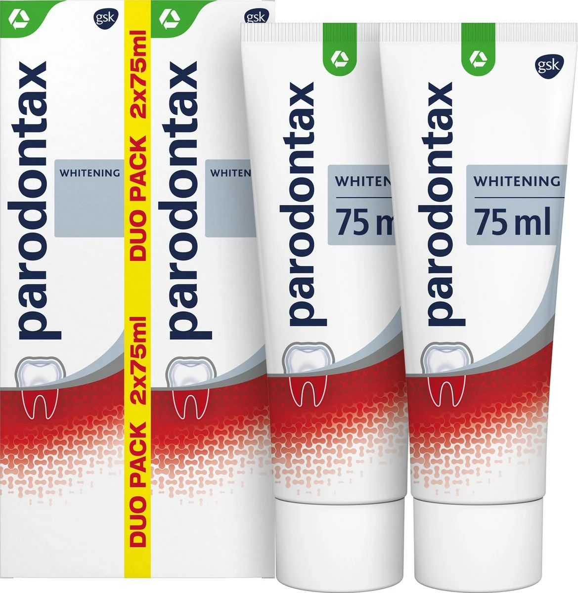 Parodontax Whitening Dagelijkse Tandpasta Tegen Bloedend Tandvlees 2x75 Ml 4 Parodontax Whitening Dagelijkse Tandpasta Tegen Bloedend Tandvlees 2x75 Ml - Afbeelding 2