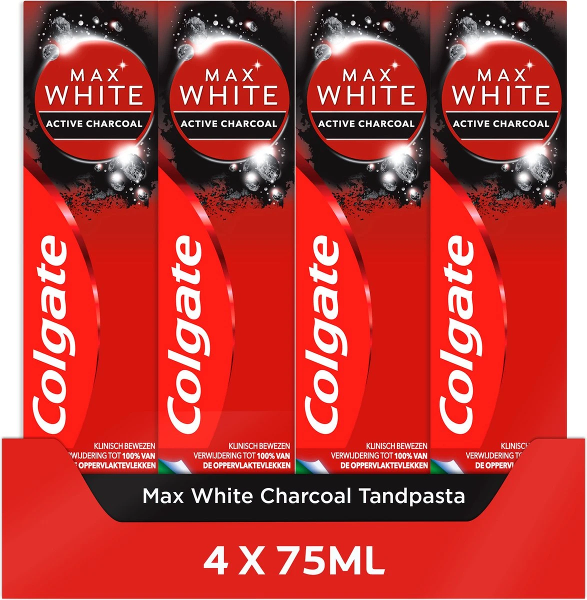 Colgate® Colgate Max White Charcoal Whitening Tandpasta - 4 X 75 Ml - Voordeelverpakking 3 Colgate® Colgate Max White Charcoal Whitening Tandpasta - 4 X 75 Ml - Voordeelverpakking