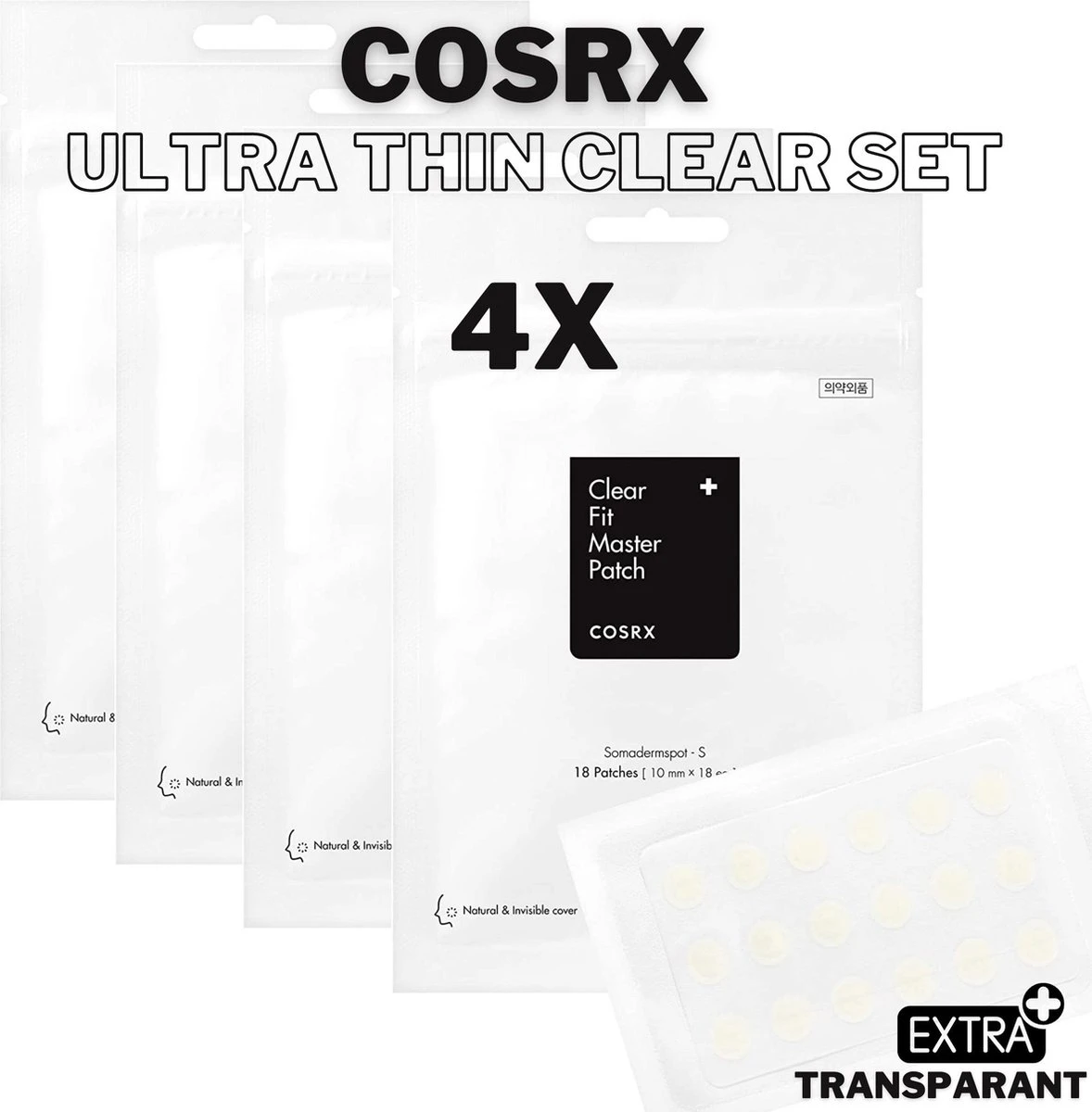 Merkloos COSRX Ultra-Thin Acne Clear Fit Face Skin Patches - Extra Dun & Transparant - Master Package Set 4 Packs Of 18 Patches 3 Merkloos COSRX Ultra-Thin Acne Clear Fit Face Skin Patches - Extra Dun & Transparant - Master Package Set 4 Packs Of 18 Patches