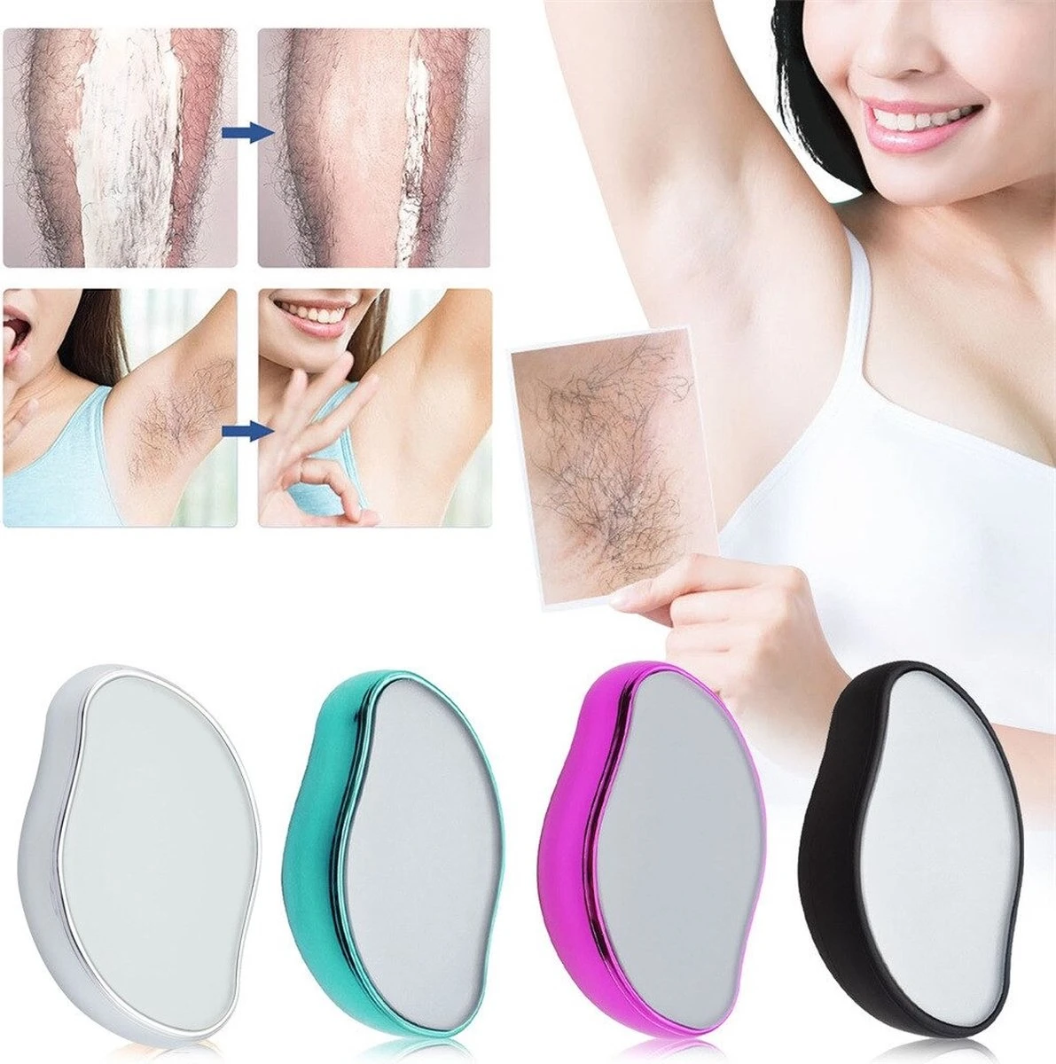 Crystal Hair Removal - Kristalpad Als Haarverwijderaar Voor Mannen/vrouwen - Ladyshaves - Bodygroomer - Zwart 5 Crystal Hair Removal - Kristalpad Als Haarverwijderaar Voor Mannen/vrouwen - Ladyshaves - Bodygroomer - Zwart - Afbeelding 3