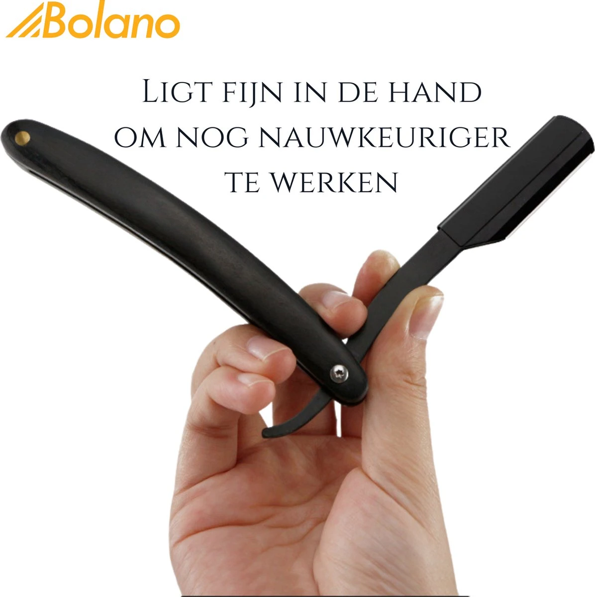 Bolano® Premium Shavette Open Scheermes Black Wood + 50 Single Edge Scheermesjes - Klassiek Barbiersmes Straight Razor Voor Mannen - Cut Throat Razor Nekmes - Klassiek Klap Scheermes - Safety Razor Feather Mes 5 Bolano® Premium Shavette Open Scheermes Black Wood + 50 Single Edge Scheermesjes - Klassiek Barbiersmes Straight Razor Voor Mannen - Cut Throat Razor Nekmes - Klassiek Klap Scheermes - Safety Razor Feather Mes - Afbeelding 3