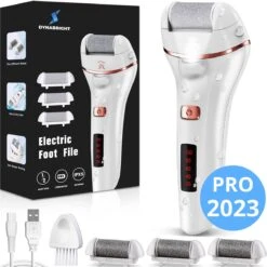 DynaBright Elektrische Eelt Verwijderaar - LED Verlichting - Voetvijl - Inclusief 3 Rollers - Oplaadbaar