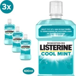 LISTERINE® Fresh Mint, Mondspoeling Met Essentiële Oliën Voor Een Langdurig Frisse Adem, 3x600ml