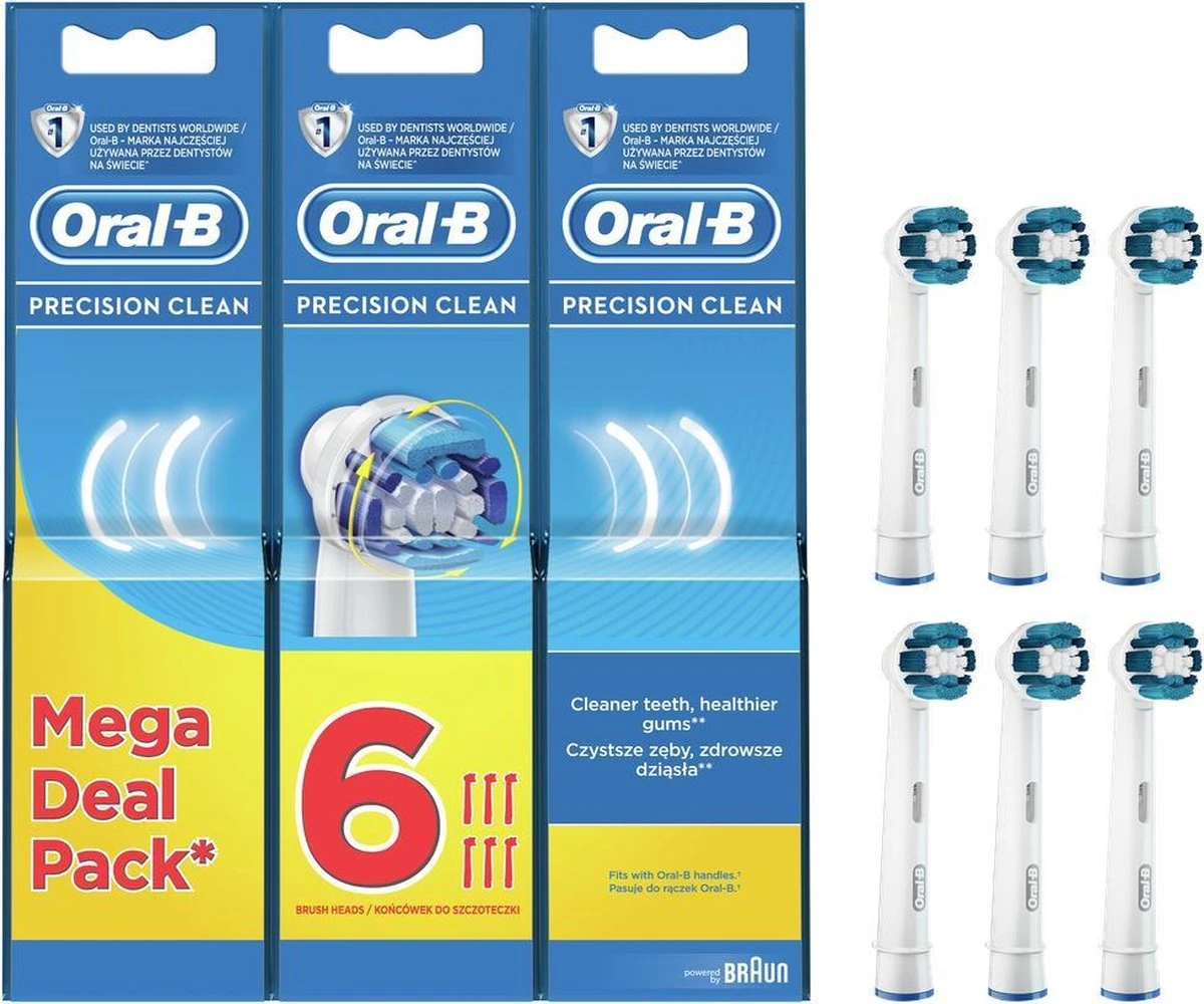 Oral B Oral-B Precision Clean - Opzetborstels - 6 Stuks - Wit 3 Oral B Oral-B Precision Clean - Opzetborstels - 6 Stuks - Wit