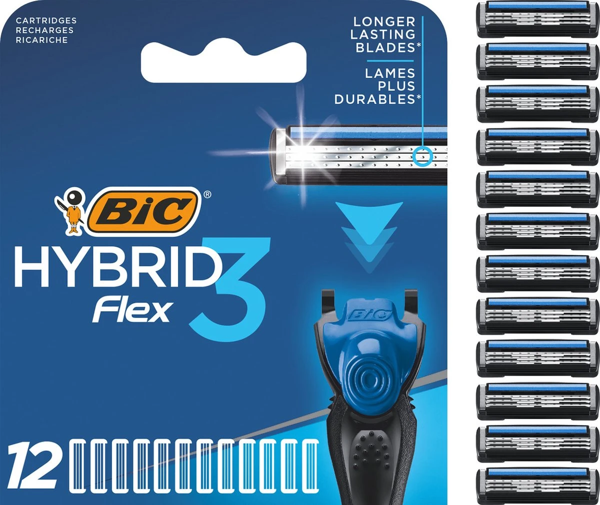 BIC Hybrid 3 Flex Scheermesjes Voor Mannen - 12 Navulmesjes - Geen Houder 3 BIC Hybrid 3 Flex Scheermesjes Voor Mannen - 12 Navulmesjes - Geen Houder
