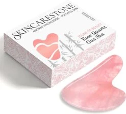 Merkloos Gua Sha Tool - 100% Rozenkwarts Steen - Inclusief Handleiding - Gezichtsmassage - Edelstenen