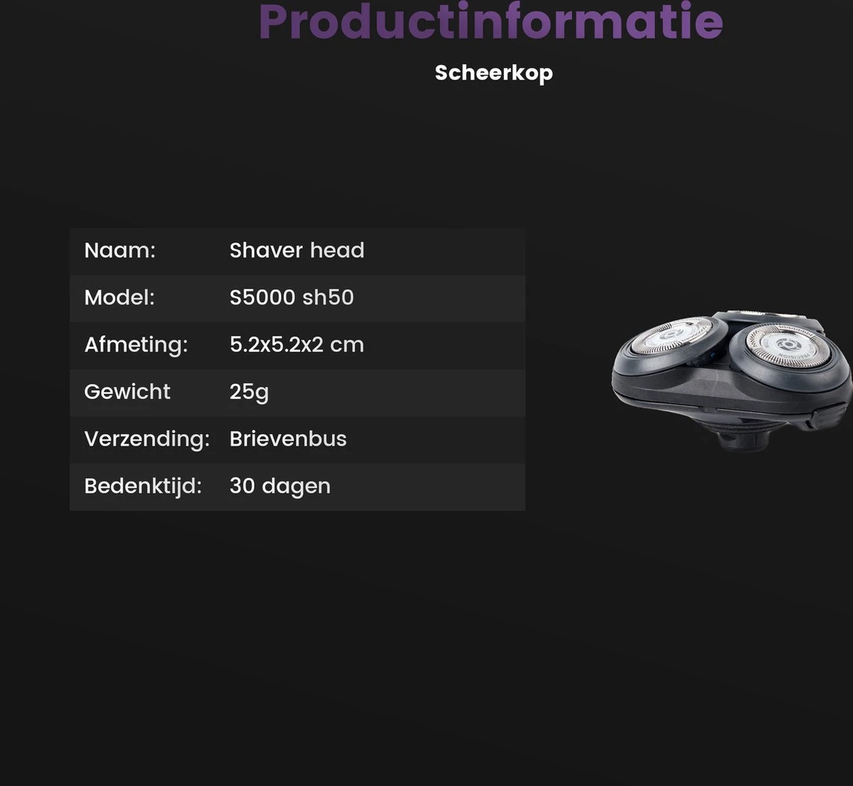 Scheerkop Geschikt Voor Philips 5000 Serie SH50/50 – Scheerkoppen - Zwart – Scheerhoofd - Voor S5000 - Scheermesjes - Senso 5000 5 Scheerkop Geschikt Voor Philips 5000 Serie SH50/50 – Scheerkoppen - Zwart – Scheerhoofd - Voor S5000 - Scheermesjes - Senso 5000 - Afbeelding 3