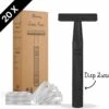 Bamboozy Safety Razor + 20 Scheermesjes Aluminium Zwart Black Unisex Voor Mannen Vrouwen Scheermes