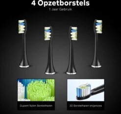 Bintoi® ISonic ProClean - Opzetborstels Elektrische Tandenborstel - 4 Stuks - Geschikt Voor Bintoi ISonic D700/D600 - Jaarvoorraad - Zwart 8 Bintoi® ISonic ProClean - Opzetborstels Elektrische Tandenborstel - 4 Stuks - Geschikt Voor Bintoi ISonic D700/D600 - Jaarvoorraad - Zwart -Gillette Winkel 1200x1132