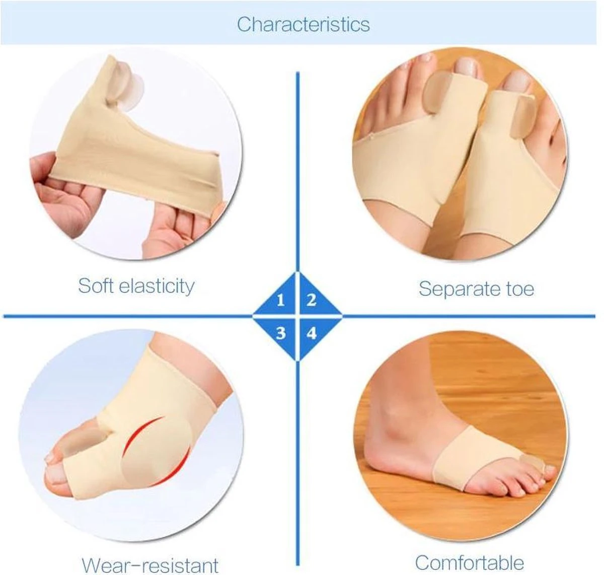 Hallux Valgus - Teenspreider - Teencorrector - Hallux Valgus Grote Teencorrector - Sok 2 Stuks 8 Hallux Valgus - Teenspreider - Teencorrector - Hallux Valgus Grote Teencorrector - Sok 2 Stuks - Afbeelding 6