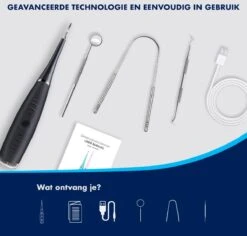 DynaBright Elektrische Tandsteen Verwijderaar - 5 Standen - 5 Delig - Incl. Professionele Tandarts Set - Tandplak - Zwart - Tong Schraper - USB - Tand Verzorging -Gillette Winkel 1200x1148