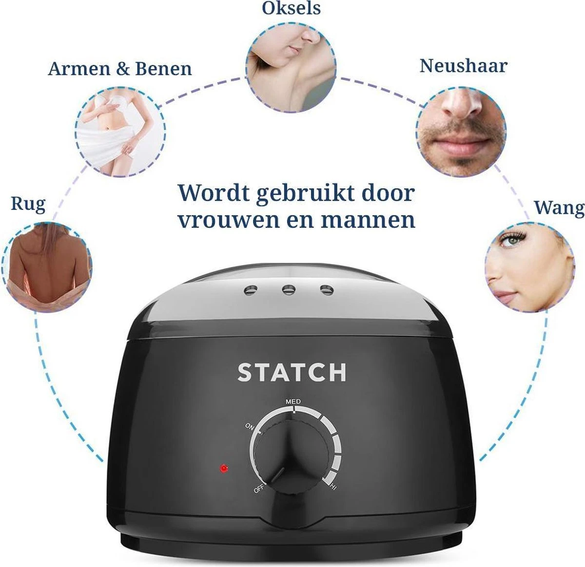 STATCH Wax Apparaat Ontharing Set Met 500 Gram Wax Bonen En 25 Houten Spatels - 5 STATCH Wax Apparaat Ontharing Set Met 500 Gram Wax Bonen En 25 Houten Spatels - - Afbeelding 3