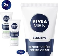 NIVEA MEN Sensitive Dagcrème - Voor De Gevoelige Huid - 2 X 75 Ml - Voordeelverpakking