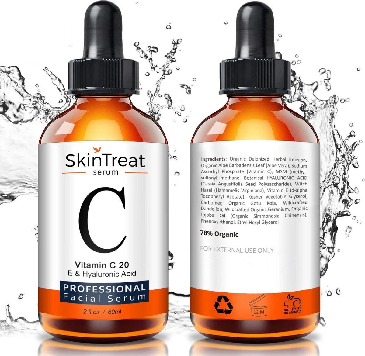 SkinTreat Vitamine C Serum | Met Vitamine E & Hyaluronzuur | Gezichtsserum | Gezichtsverzorging | Collageen | Anti Rimpel | Anti Acne | 60ML 4 SkinTreat Vitamine C Serum | Met Vitamine E & Hyaluronzuur | Gezichtsserum | Gezichtsverzorging | Collageen | Anti Rimpel | Anti Acne | 60ML - Afbeelding 2