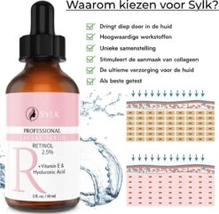 Sylk Actieve Retinol Serum & Hyaluronzuur Serum | Vitamine E | Gezichtsmasker | Anti Aging | Anti Rimpel | Gezicht Serum | Gezichtsverzorging | 60 Ml -Gillette Winkel 1200x1172 8