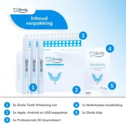 ISmile Professionele Tandenbleekset - Veilig Tanden Bleken - Zonder Peroxide - Witte Tanden - Teeth Whitening -Gillette Winkel 1200x1173 1