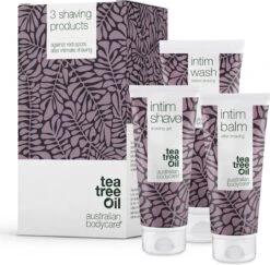 Serie Scheren Intieme Zone - 3 Producten Voor Het Verwijderen Van Rode Bultjes, Vlekjes En Ingegroeide Haren Na Het Scheren. De Serie Bevat: Intim Wash 200ml, Intim Shave 100ml, Intieme Aftershave Balsem 100ml | Australian Bodycare