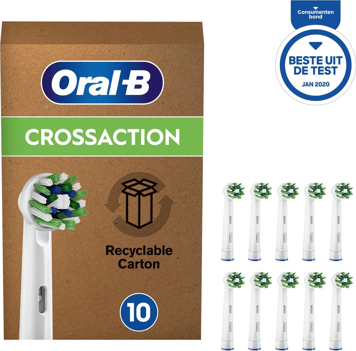 Oral B Oral-B CrossAction - Met CleanMaximiser-technologie - Opzetborstels - 10 Stuks - Brievenbusverpakking 3 Oral B Oral-B CrossAction - Met CleanMaximiser-technologie - Opzetborstels - 10 Stuks - Brievenbusverpakking