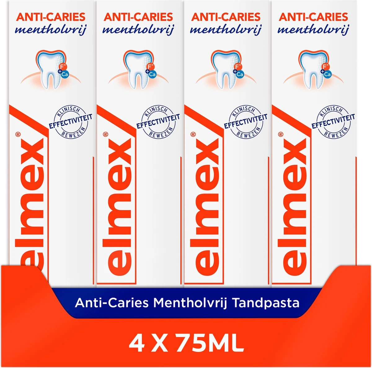 Elmex Anti Cariës Mentholvrij Tandpasta 4 X 75ml - Voordeelverpakking 3 Elmex Anti Cariës Mentholvrij Tandpasta 4 X 75ml - Voordeelverpakking