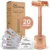 Bamboozy Safety Razor RVS Vlinder + Houder + 20 Scheermesjes Rose Gold Goud Voor Vrouwen Dames Mannen Double Edge Zero Waste Duurzaam Scheren