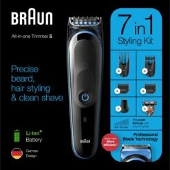 Braun MGK5245 7-in-1 Trimmer Baardtrimmer Voor Mannen - Gezichts- En Haartrimmer - Zwart/Blauw -Gillette Winkel 1200x1198 120