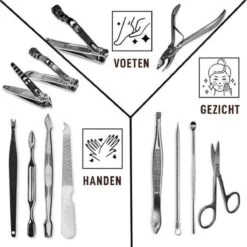 Merkloos 10-Delige Manicureset - Pedicure Set - Nagelverzorging Kit - Nagelvijl - Nagelknipper - Opbergetui - Reisset - Nageltang - Voetverzorging -Gillette Winkel 1200x1198 53