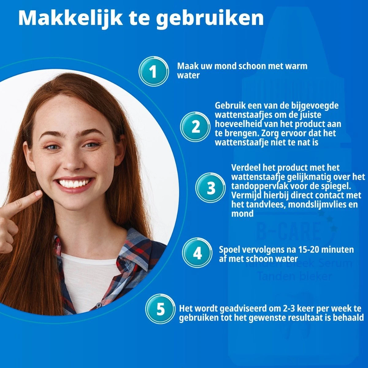 B-care Tanden Bleker – Wittere Tanden – Teeth Whitening Strips – Professioneel Resultaat - Tandsteen Verwijderaar - Zonder Peroxide - Tandenbleekset - Tanden Bleken 5 B-care Tanden Bleker – Wittere Tanden – Teeth Whitening Strips – Professioneel Resultaat - Tandsteen Verwijderaar - Zonder Peroxide - Tandenbleekset - Tanden Bleken - Afbeelding 3